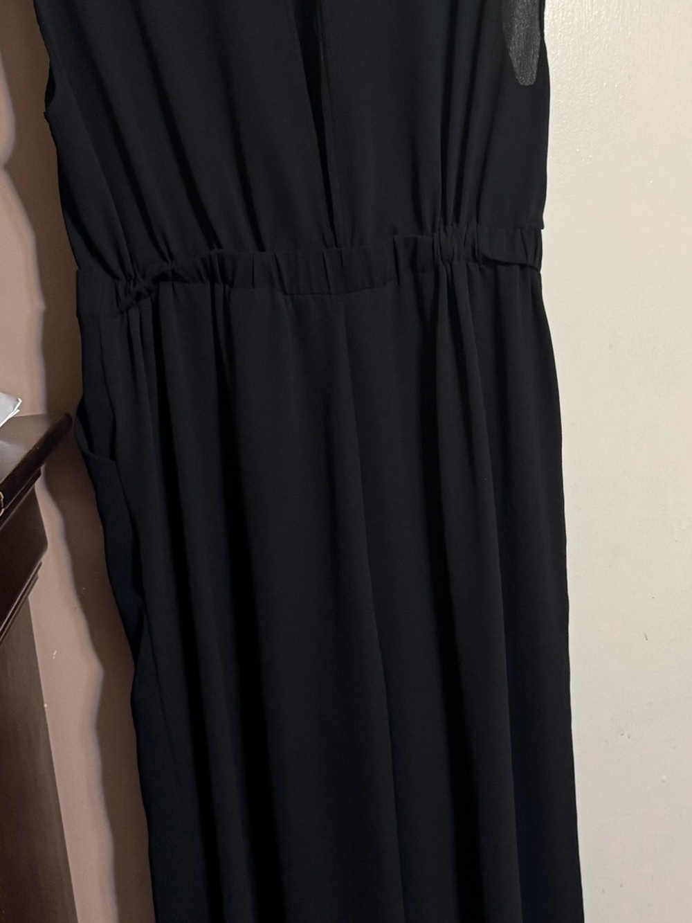 SHEIN Black Sleeveless Jumpsuit with Gathered Waist